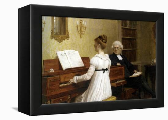 The Piano Lesson-Edmund Blair Leighton-Framed Stretched Canvas