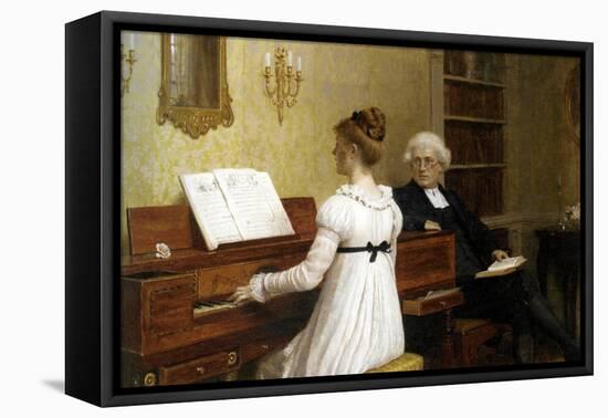 The Piano Lesson-Edmund Blair Leighton-Framed Stretched Canvas