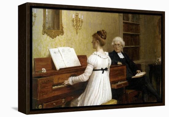 The Piano Lesson-Edmund Blair Leighton-Framed Stretched Canvas