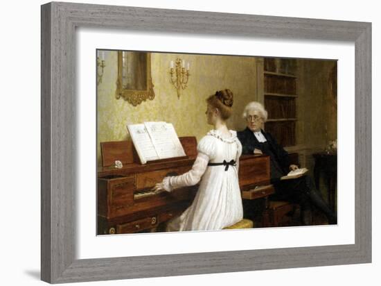 The Piano Lesson-Edmund Blair Leighton-Framed Art Print