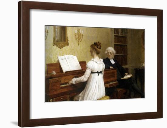 The Piano Lesson-Edmund Blair Leighton-Framed Art Print