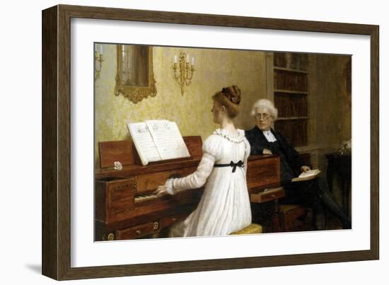 The Piano Lesson-Edmund Blair Leighton-Framed Art Print