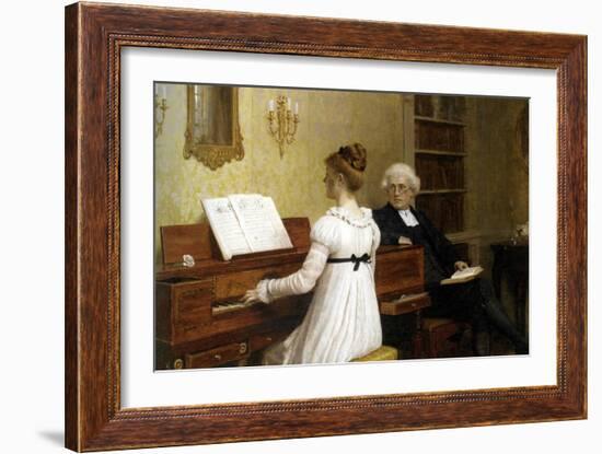 The Piano Lesson-Edmund Blair Leighton-Framed Art Print