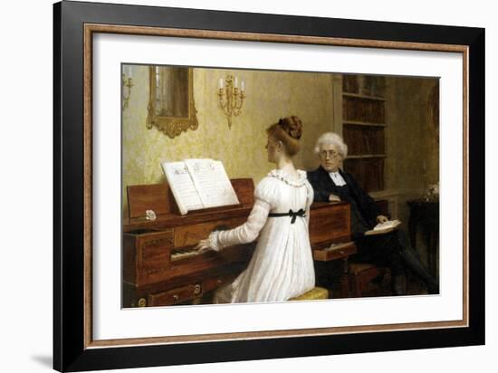 The Piano Lesson-Edmund Blair Leighton-Framed Art Print