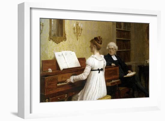 The Piano Lesson-Edmund Blair Leighton-Framed Art Print