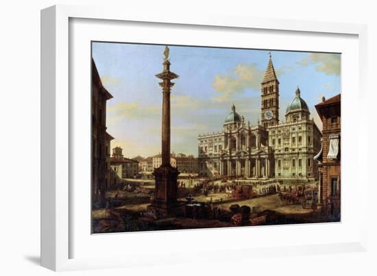 The Piazza and Church of Santa Maria Maggiore in Rome, 1739-Bernardo Bellotto-Framed Giclee Print