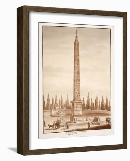 The Piazza Del Popolo Obelisk, from the Circus Maximus, 1833-Agostino Tofanelli-Framed Giclee Print