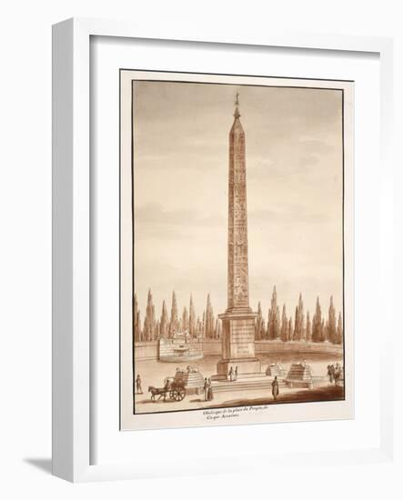 The Piazza Del Popolo Obelisk, from the Circus Maximus, 1833-Agostino Tofanelli-Framed Giclee Print