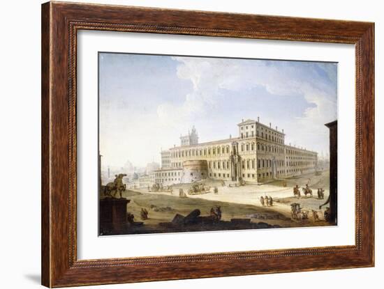 The Piazza Del Quirinale, with the Castel Sant'Angelo and Saint Peter's Beyond-Antonio Joli-Framed Giclee Print