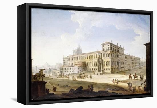 The Piazza Del Quirinale, with the Castel Sant'Angelo and Saint Peter's Beyond-Antonio Joli-Framed Premier Image Canvas