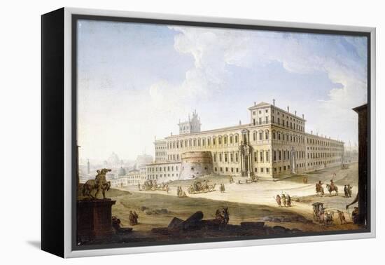 The Piazza Del Quirinale, with the Castel Sant'Angelo and Saint Peter's Beyond-Antonio Joli-Framed Premier Image Canvas