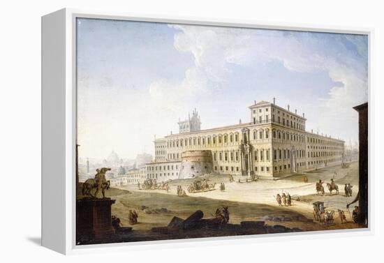 The Piazza Del Quirinale, with the Castel Sant'Angelo and Saint Peter's Beyond-Antonio Joli-Framed Premier Image Canvas