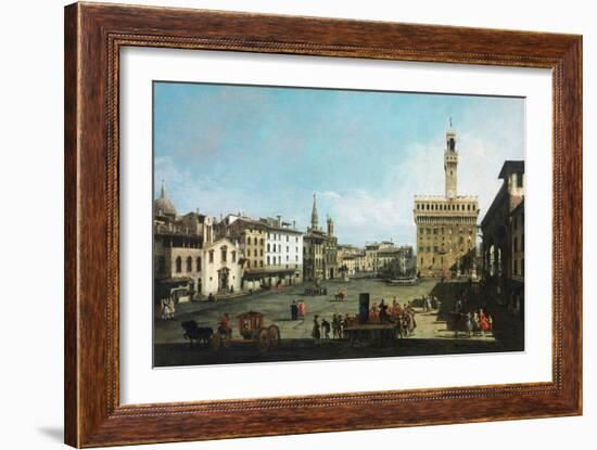 The Piazza Della Signoria in Florence, 1742 (Oil on Canvas)-Bernardo Bellotto-Framed Giclee Print