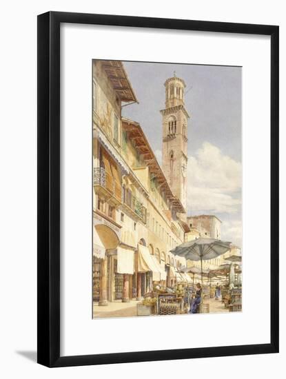 The Piazza Delle Erbe, Verona, June - September 1884 (Watercolour over Graphite on Wove Paper)-Frank Randal-Framed Giclee Print