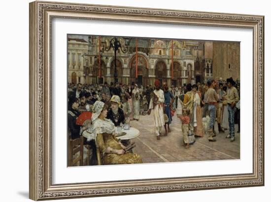 The Piazza Di San Marco, Venice, 1883 (Oil on Canvas)-William Logsdail-Framed Giclee Print