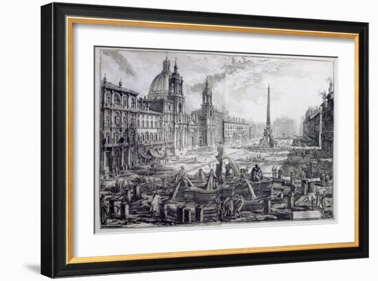 The Piazza Navona, from 'Le Antichita Romane De G.B. Piranesi (1756)', Published Paris 1835-Giovanni Battista Piranesi-Framed Giclee Print