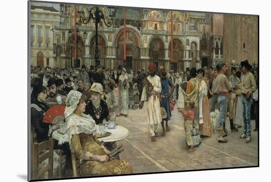 The Piazza of Saint Marks, Venice, 1883, by William Logsdail, 1859-1944, English painting,-William Logsdail-Mounted Art Print