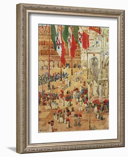 The Piazza of St. Marks, Venice-Maurice Brazil Prendergast-Framed Giclee Print