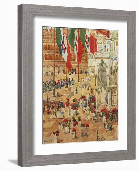 The Piazza of St. Marks, Venice-Maurice Brazil Prendergast-Framed Giclee Print