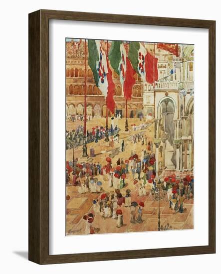 The Piazza of St. Marks, Venice-Maurice Brazil Prendergast-Framed Giclee Print