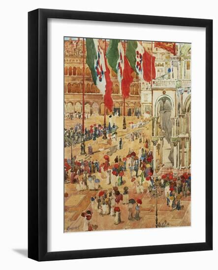 The Piazza of St. Marks, Venice-Maurice Brazil Prendergast-Framed Giclee Print