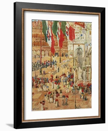 The Piazza of St. Marks, Venice-Maurice Brazil Prendergast-Framed Giclee Print