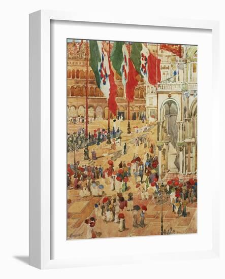 The Piazza of St. Marks, Venice-Maurice Brazil Prendergast-Framed Giclee Print