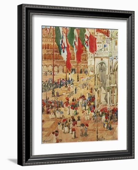 The Piazza of St. Marks, Venice-Maurice Brazil Prendergast-Framed Giclee Print