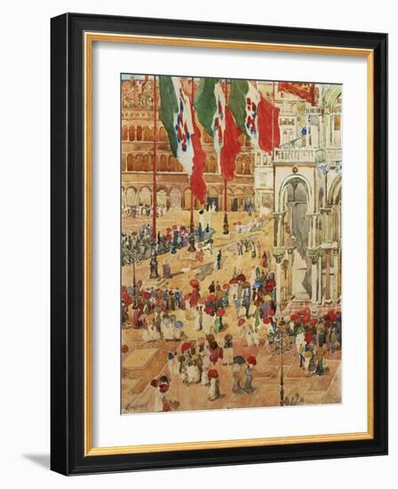 The Piazza of St. Marks, Venice-Maurice Brazil Prendergast-Framed Giclee Print