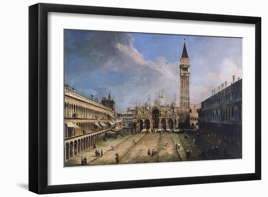 The Piazza San Marco in Venice, Ca 1723-1724-Canaletto-Framed Giclee Print