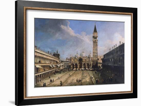 The Piazza San Marco in Venice, Ca 1723-1724-Canaletto-Framed Giclee Print
