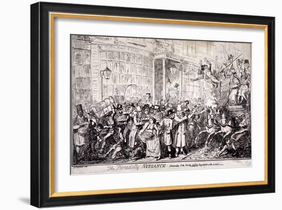 The Picadilly Nuisance, London, 1818-George Cruikshank-Framed Giclee Print