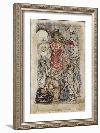 The Pied Piper and the Children-Arthur Rackham-Framed Giclee Print