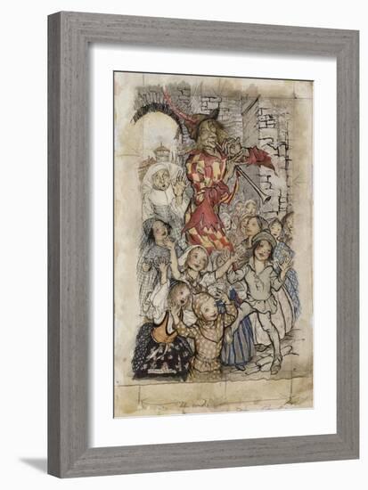 The Pied Piper and the Children-Arthur Rackham-Framed Giclee Print