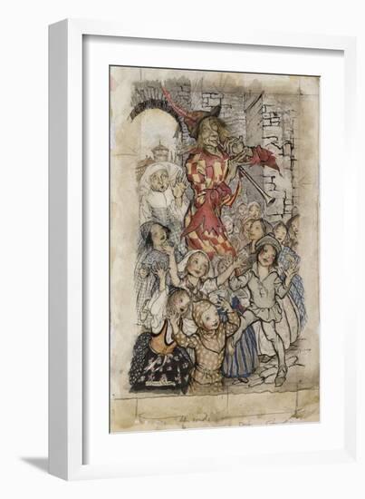 The Pied Piper and the Children-Arthur Rackham-Framed Giclee Print