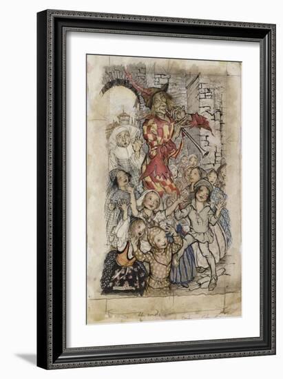 The Pied Piper and the Children-Arthur Rackham-Framed Giclee Print