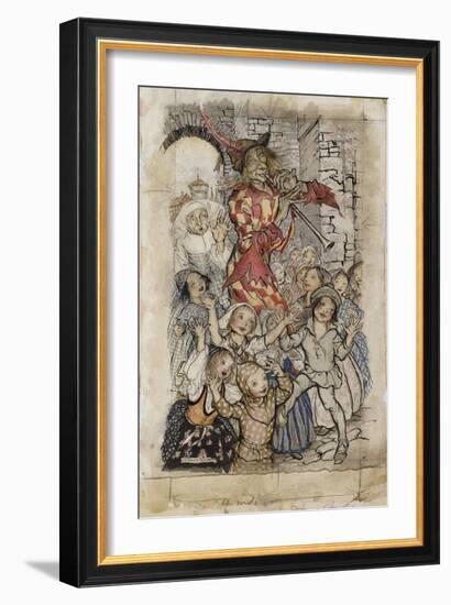 The Pied Piper and the Children-Arthur Rackham-Framed Giclee Print