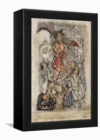 The Pied Piper and the Children-Arthur Rackham-Framed Premier Image Canvas