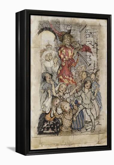 The Pied Piper and the Children-Arthur Rackham-Framed Premier Image Canvas