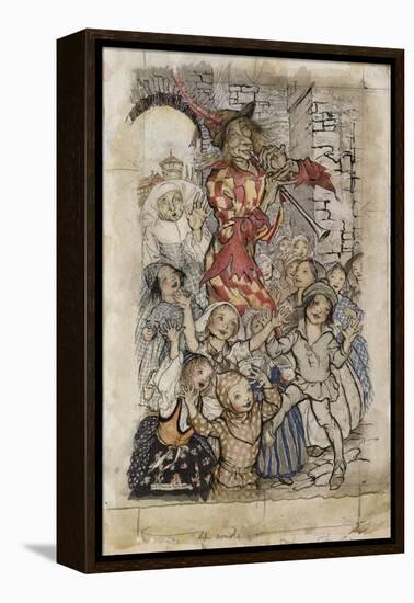 The Pied Piper and the Children-Arthur Rackham-Framed Premier Image Canvas