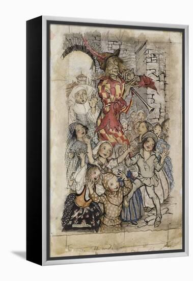 The Pied Piper and the Children-Arthur Rackham-Framed Premier Image Canvas