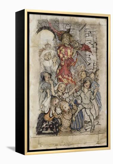 The Pied Piper and the Children-Arthur Rackham-Framed Premier Image Canvas