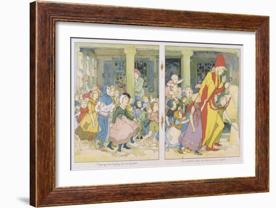 The Pied Piper Leading the Children Away from the Town-Alice B. Woodward-Framed Art Print