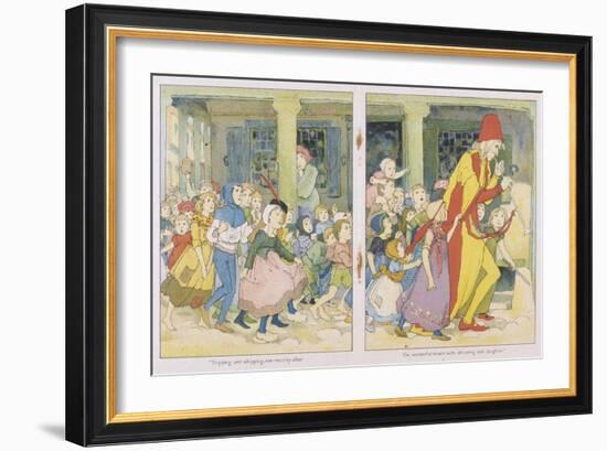 The Pied Piper Leading the Children Away from the Town-Alice B. Woodward-Framed Art Print