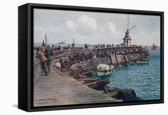 The Pier and Cosies, Gorleston-On-Sea-Alfred Robert Quinton-Framed Premier Image Canvas
