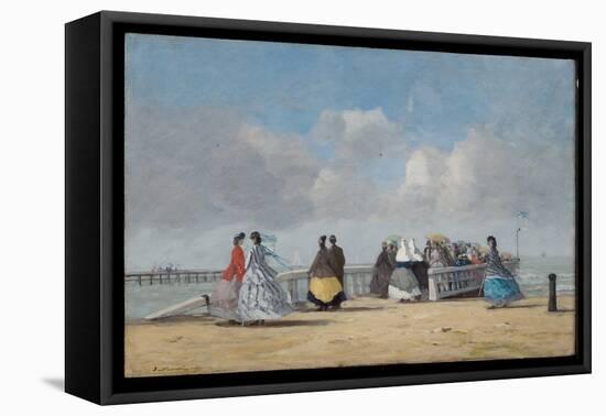 The Pier at Trouville, 1864 (Oil on Canvas)-Eugene Louis Boudin-Framed Premier Image Canvas