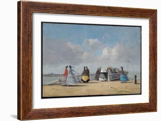 The Pier at Trouville, 1864 (Oil on Canvas)-Eugene Louis Boudin-Framed Giclee Print