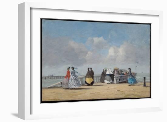 The Pier at Trouville, 1864 (Oil on Canvas)-Eugene Louis Boudin-Framed Giclee Print