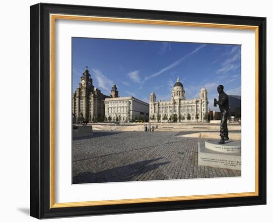 The Pier Head with the Royal Liver Building, the Neighbouring Cunard Building and Port of Liverpool-David Bank-Framed Photographic Print