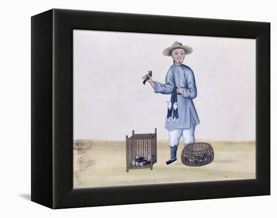 The Pigeon Seller, from a Book on the Street Calls of Peking, circa 1785-null-Framed Premier Image Canvas